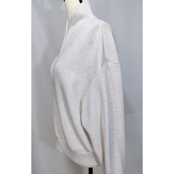 Varley Davidson Sweat Half Zip Top DoubleSoft Gray Beige Viscose Blend Size M - Picture 2 of 11